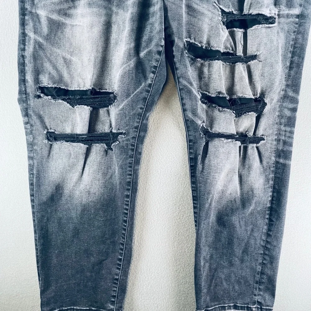 Jordan Craig Aaron Jeans Men 48x32 Distressed Whiskered Faded Black Streetwear